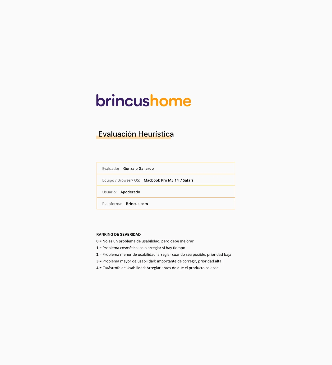 Evaluación de la plataforma Brincus, página 1