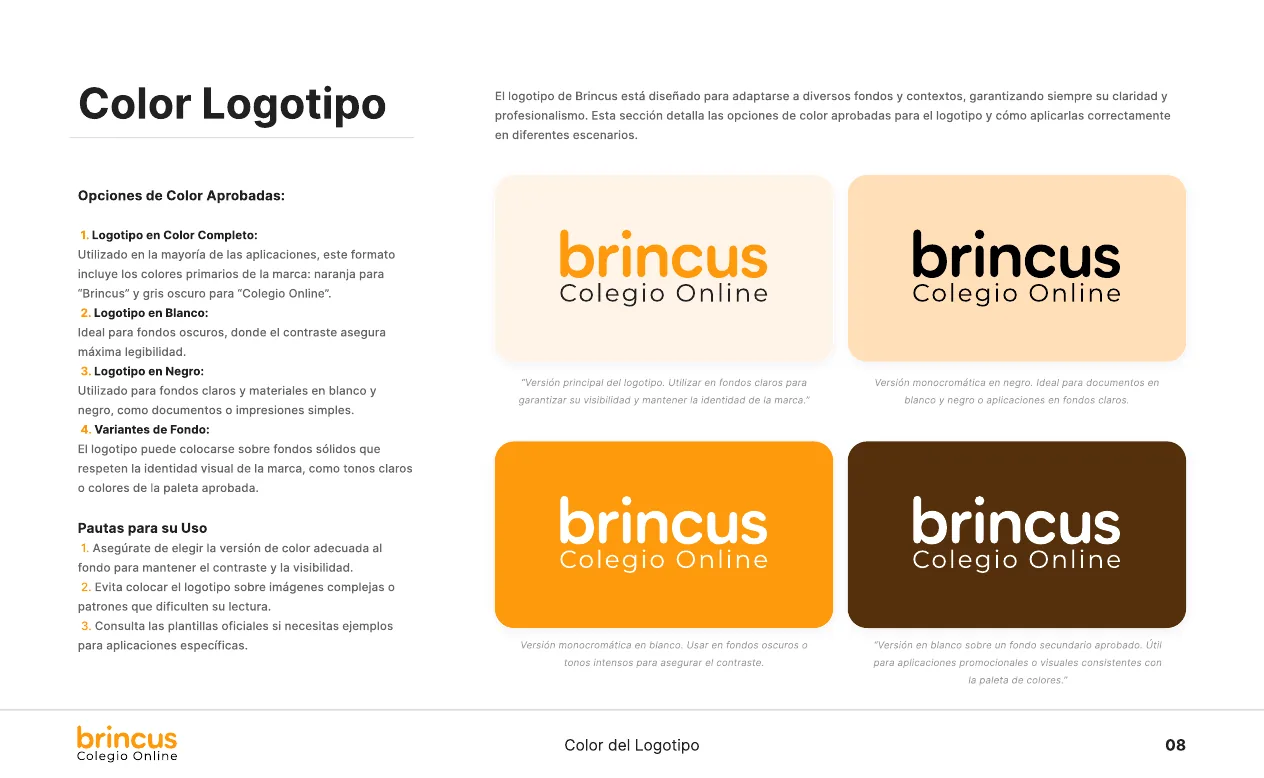Manual de marca de Brincus, página 8