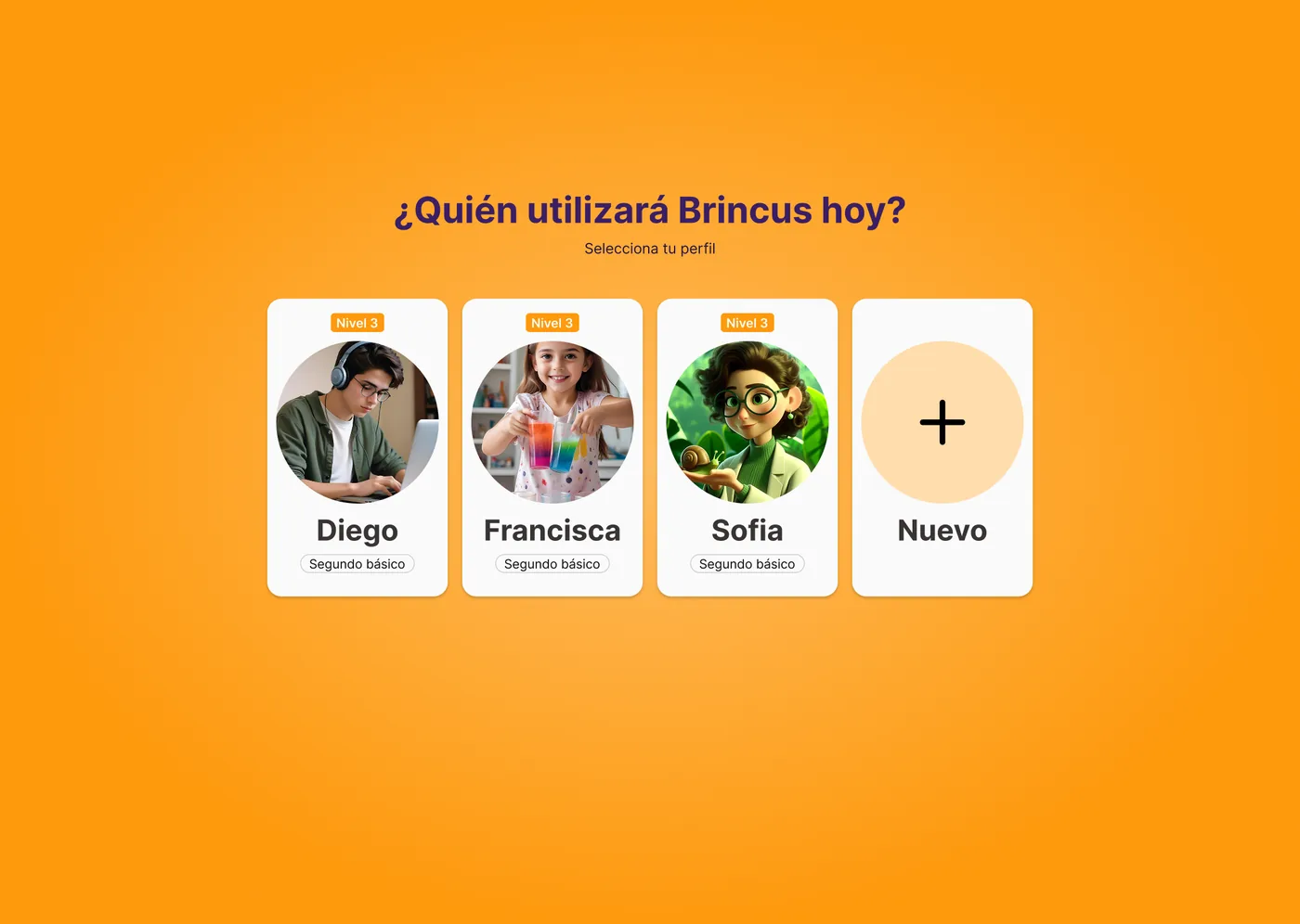 Selección de perfil en Brincus