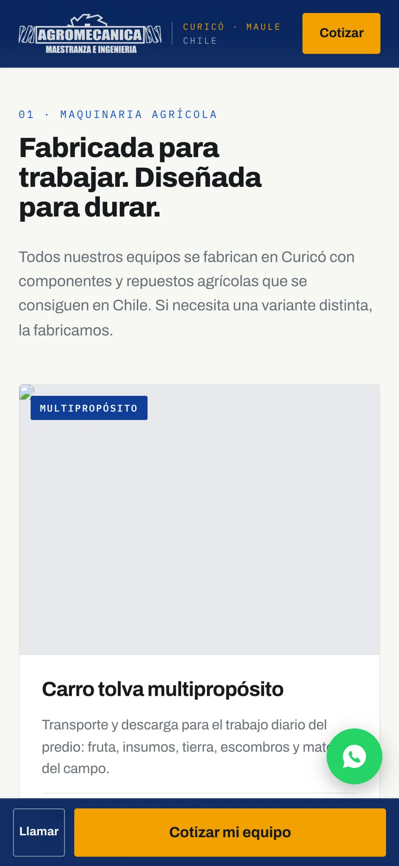 Pantalla adicional del sistema de Agromecánica