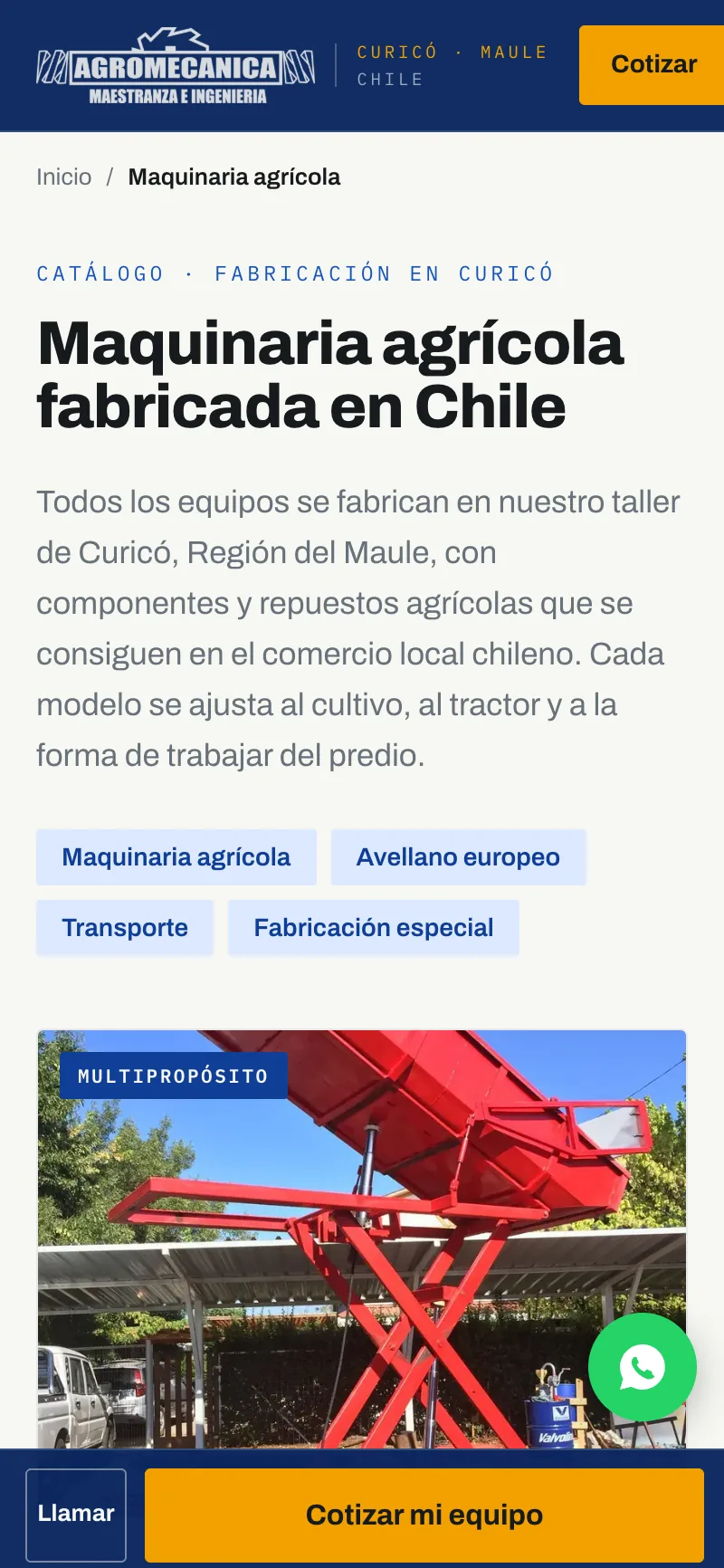 Pantalla del sistema de Agromecánica