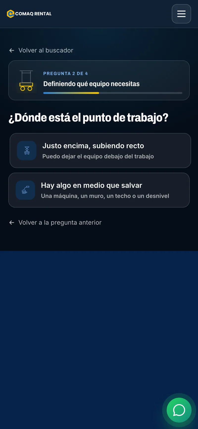 Pantalla adicional del sistema de COMAQ Rental
