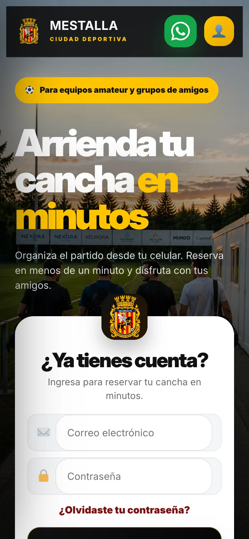 Pantalla del sistema de Ciudad Deportiva Mestalla
