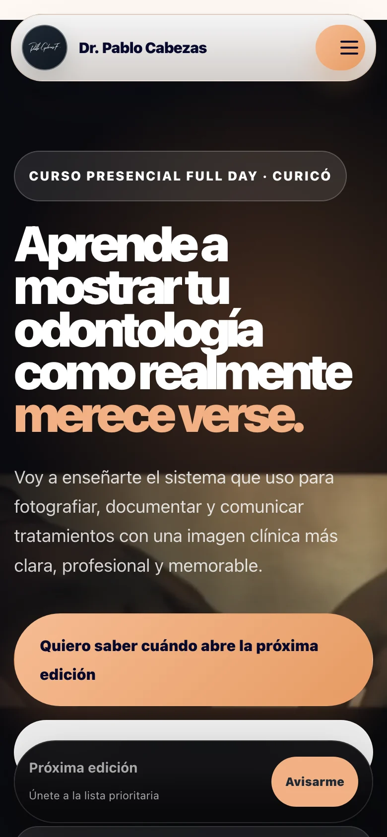 Curso presencial — Pablo Cabezas Odontólogo