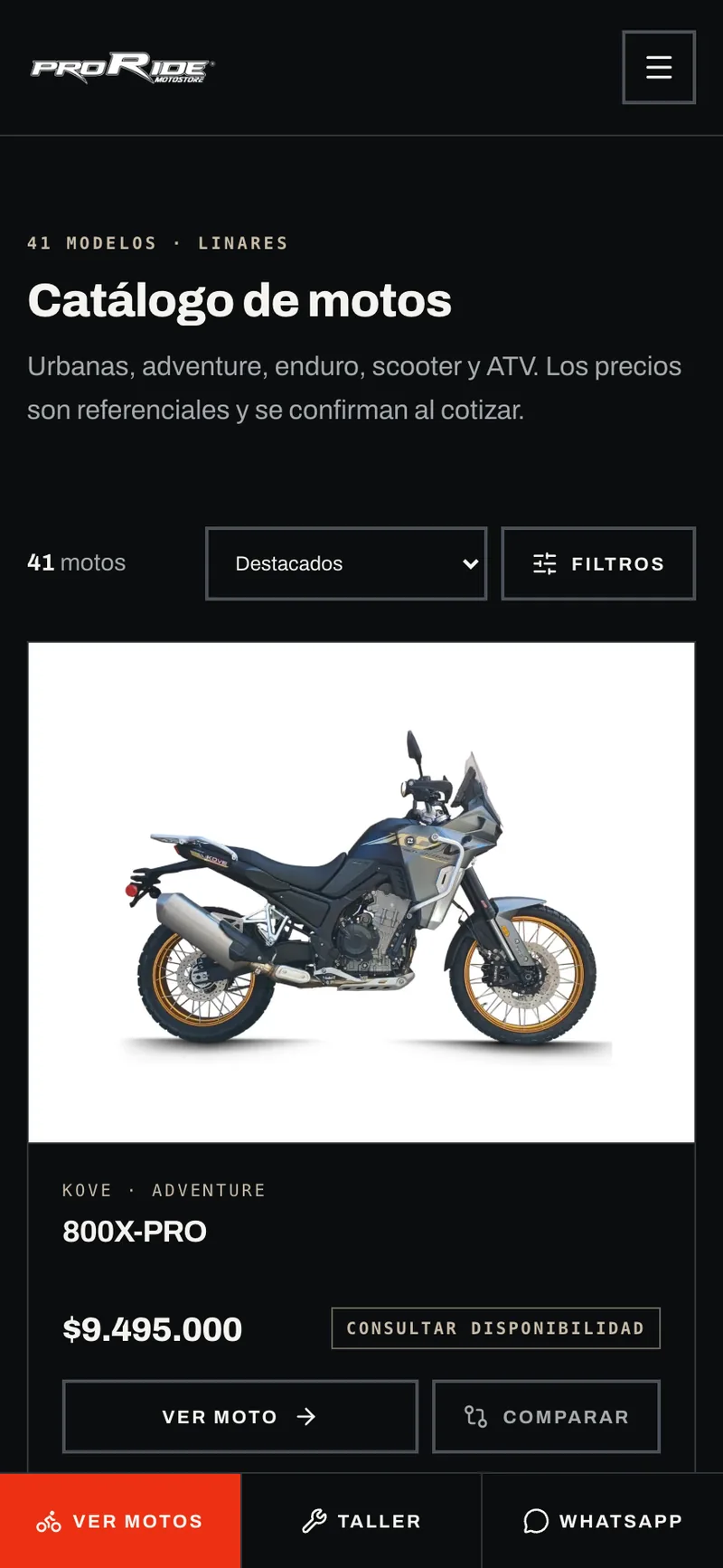 Pantalla adicional del sistema de Proride